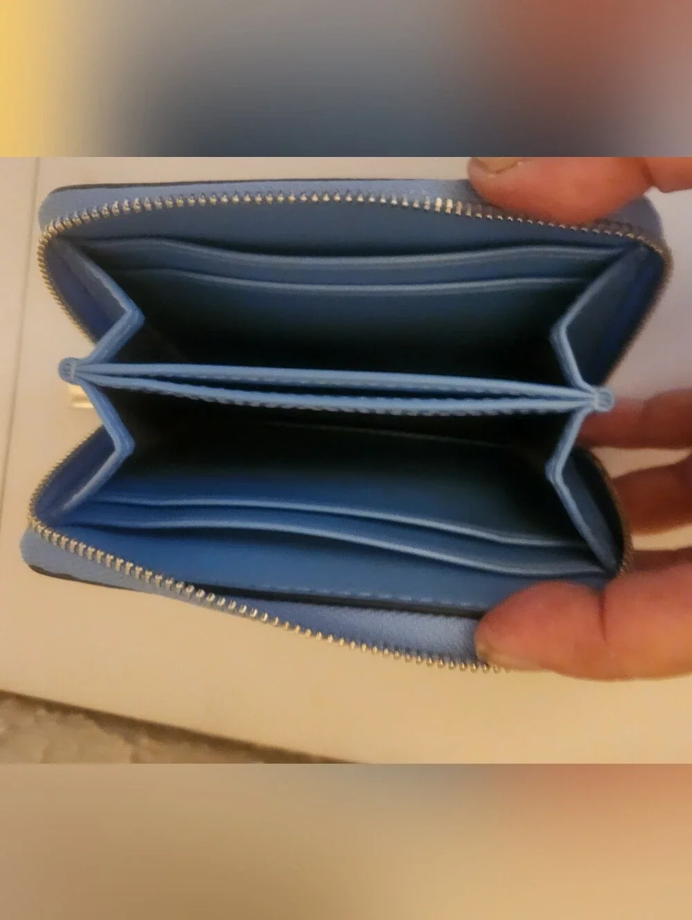 Michael Kors Blue & Black MK Logo Zip Card Holder
